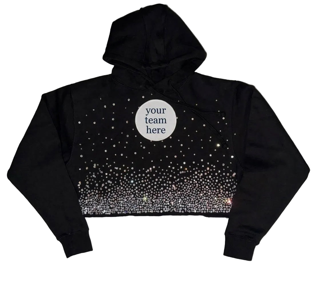 CUSTOM CRYSTAL CROPPED HOODIE