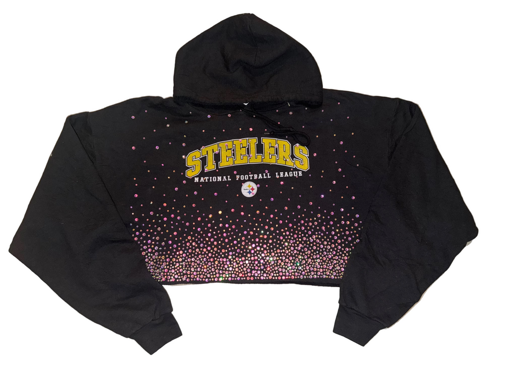 STEELERS CRYSTAL CROP HOODIE