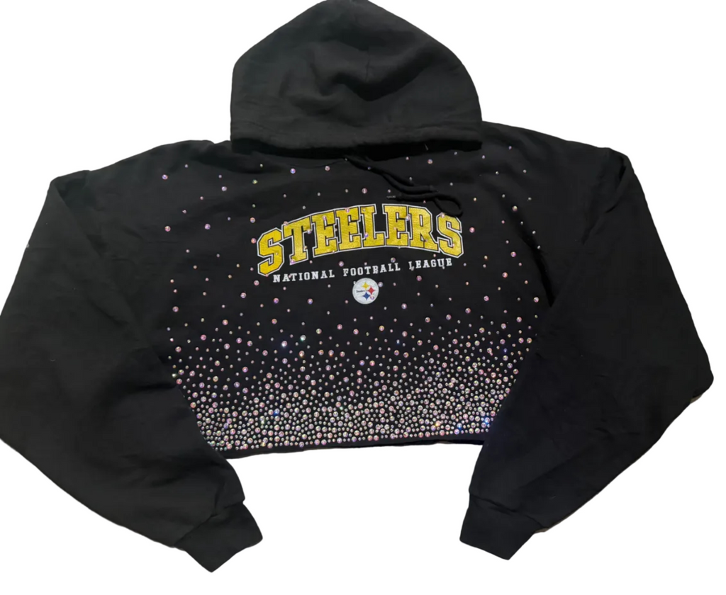 STEELERS CRYSTAL CROP HOODIE