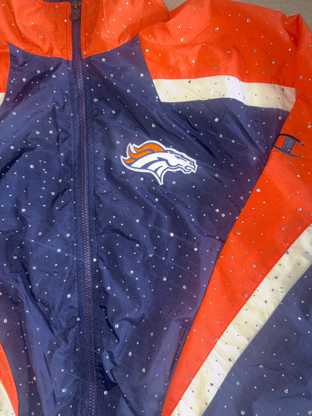 DENVER BRONCOS VINTAGE CRYSTAL WINDBREAKER JACKET